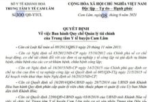 Quyết định về việc ban hành quy chế quản lý tài chính của ttyt huyện cam lâm