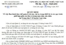 Quyết định về việc ban hành quy chế quản lý tài sản, vật tư, trang thiết bị và các quy trình phối hợp giữa các đơn vị trong mua sắm, sữa chữa tại TTYT Cam Lâm