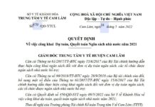 Quyết định về việc công khai dự toán quyết toán ngân sách nhà nước năm 2021