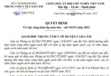 Quyết định về việc công khai dự toán thu – chi nsnn năm 2022