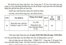 THÔNG BÁO Về việc mời cung cấp giá bán Bóng đèn Halogen cho máy xét nghiệm tự động Mispa CCXL phục vụ công tác chuyên môn tại Trung tâm Y tế huyện Cam Lâm