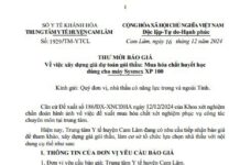 THƯ MỜI BÁO GIÁ Về việc xây dựng giá dự toán gói thầu: Mua hóa chất huyết học dùng cho máy Sysmex XP 100