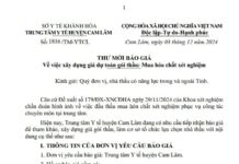 THƯ MỜI BÁO GIÁ Về việc xây dựng giá dự toán gói thầu: Mua hóa chất xét nghiệm