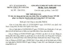 THƯ MỜI BÁO GIÁ Về việc xây dựng giá dự toán sửa chữa Máy xét nghiệm Sysmex XP-100 phục vụ công tác chuyên môn tại Trung tâm Y tế Cam Lâm