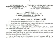 QUYẾT ĐỊNH Về việc ban hành Quy chế Tiếp công dân và Nội quy Tiếp công dân tại Trung tâm Y tế