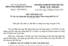 THƯ MỜI BÁO GIÁ Về việc xây dựng giá dự toán gói thầu: Mua trang thiết bị y tế