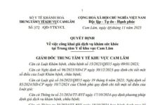 QUYẾT ĐỊNH Về việc công khai giá dịch vụ khám sức khỏe tại Trung tâm Y tế khu vực Cam Lâm
