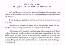 BÀI TUYÊN TRUYỀN VỀ LỢI ÍCH CỦA VIỆC NUÔI CON BẰNG SỮA MẸ