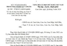 Về việc tổ chức hoạt động các Trạm Y tế trực thuộc Trung tâm Y tế khu vực Cam Lâm sau sáp nhập