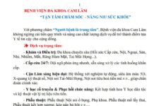 BỆNH VIỆN ĐA KHOA CAM LÂM “TẬN TÂM CHĂM SÓC – NÂNG NIU SỨC KHỎE”