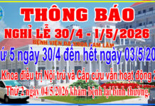 THÔNG BÁO NGHỈ LỄ