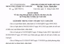 QUYẾT ĐỊNH Về việc công khai giá dịch vụ chuyển viện theo yêu cầu tại Trung tâm Y tế khu vực Cam Lâm