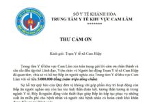 THƯ CẢM ƠN