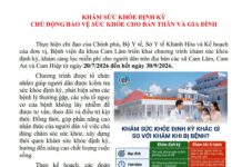 Lịch Khám sức khỏe toàn dân trên địa bàn Năm 2026